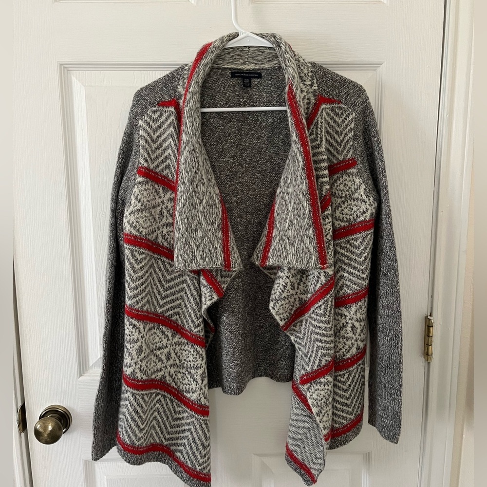 American Eagle Outfitters Gray and Red Women's Cardigan